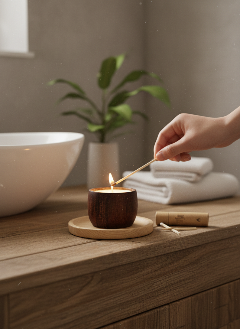 Recipiente pequeño en madera redondo