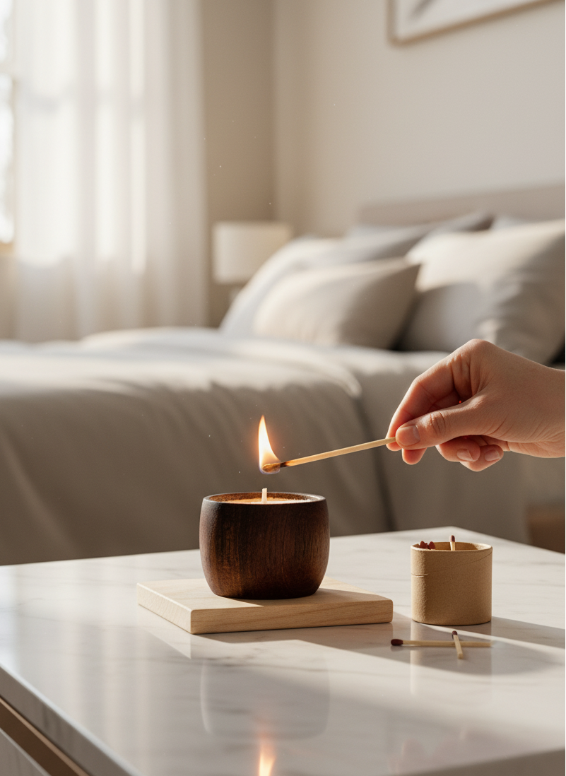 Recipiente pequeño en madera redondo