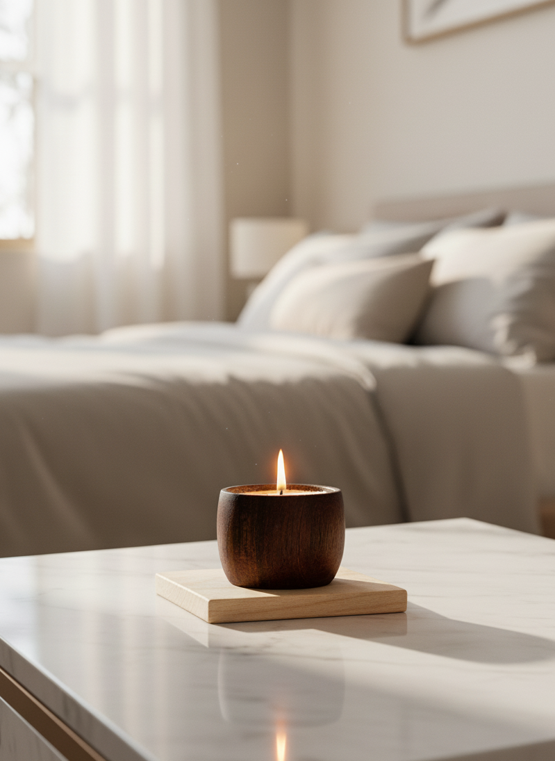 Recipiente pequeño en madera redondo