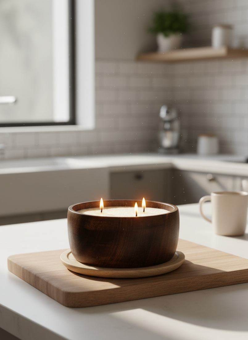 Recipiente mediano en madera redondo