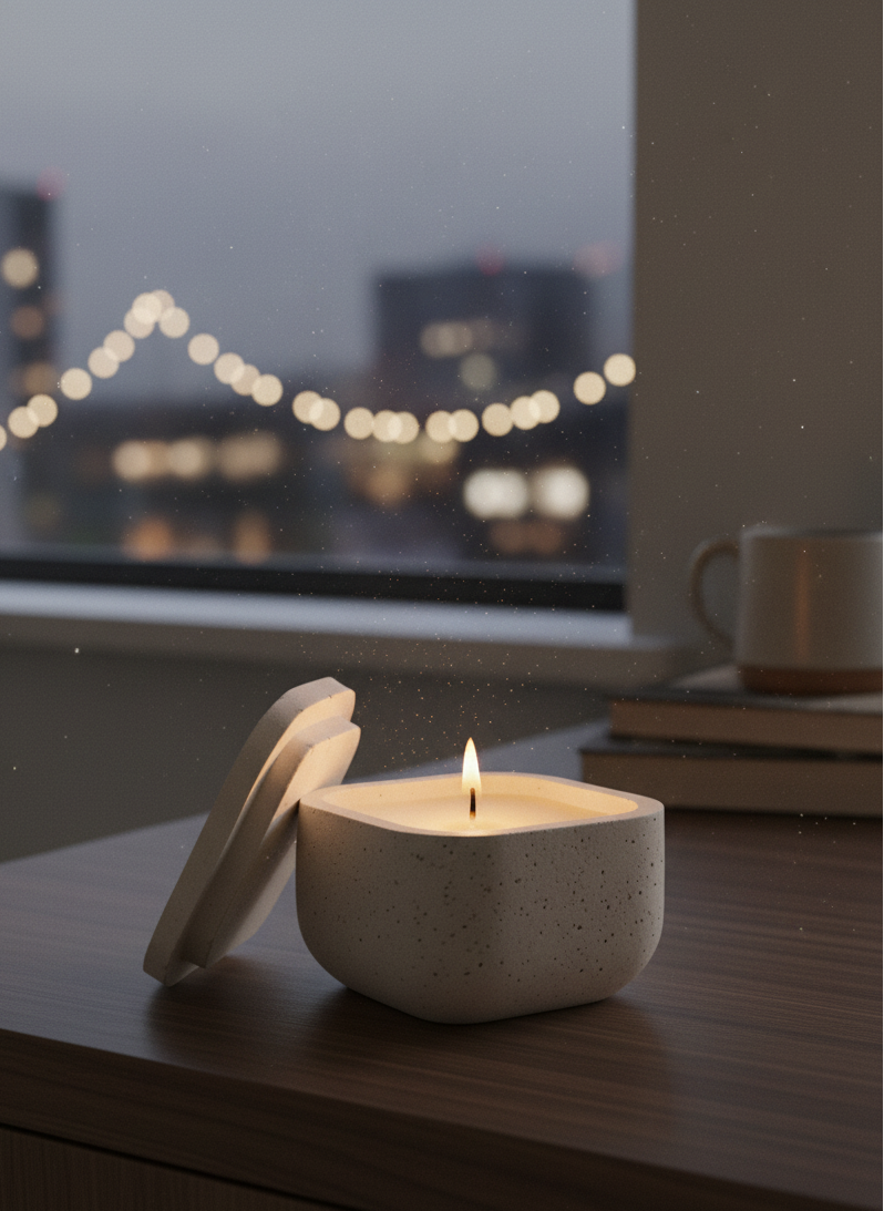 Recipiente pequeño cuadrado liso con tapa