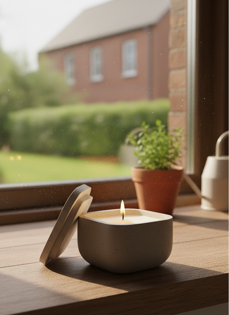 Recipiente pequeño cuadrado liso con tapa