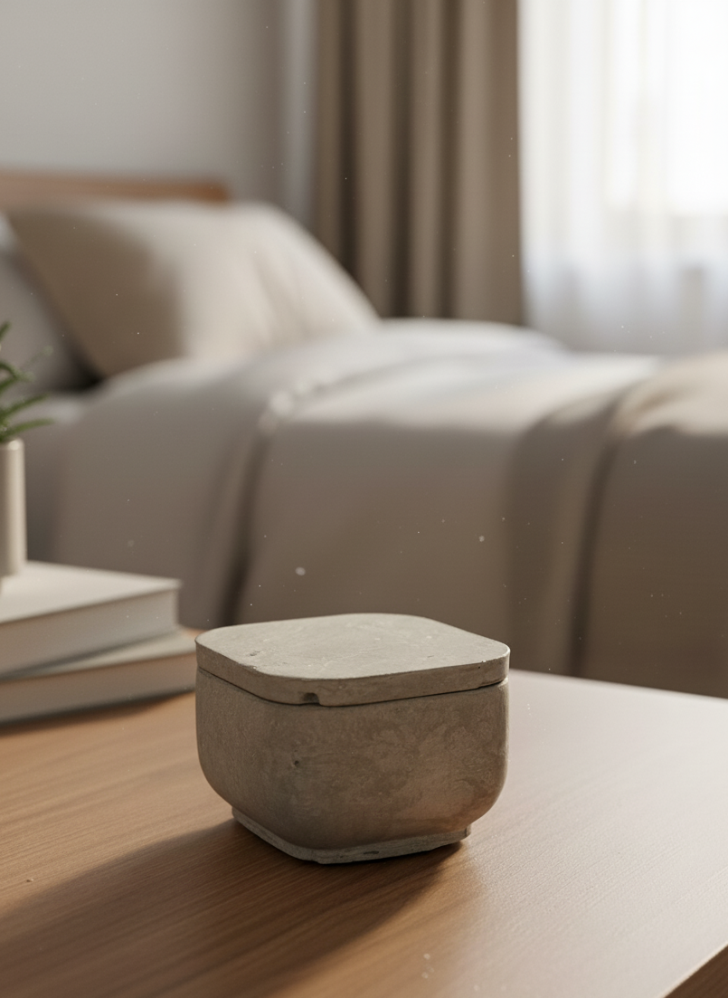 Recipiente pequeño cuadrado liso con tapa