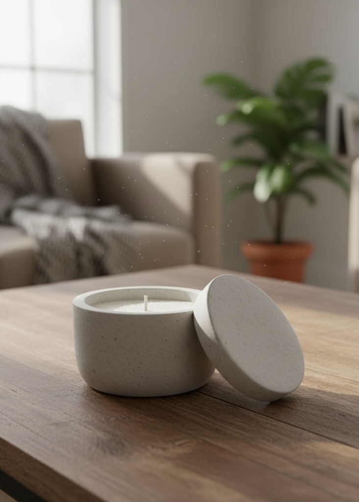 Recipiente pequeño redondo liso con tapa