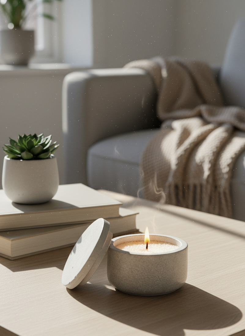 Recipiente pequeño redondo liso con tapa