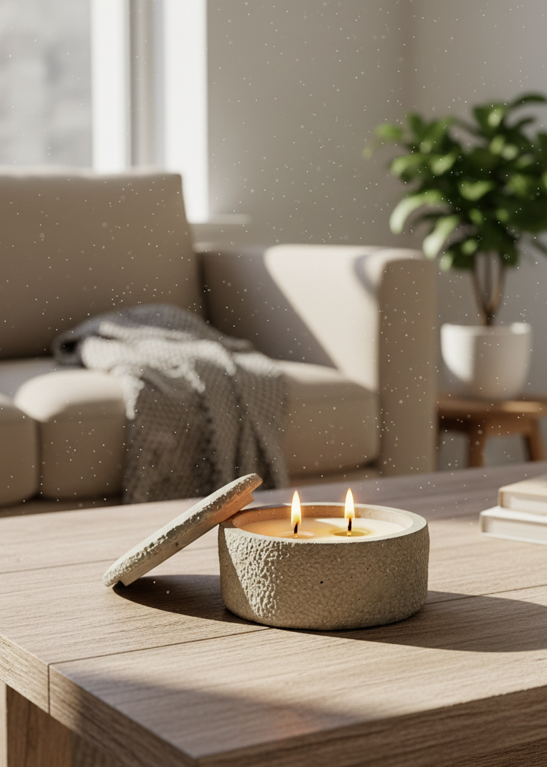 Recipiente mediano redondo con textura y tapa