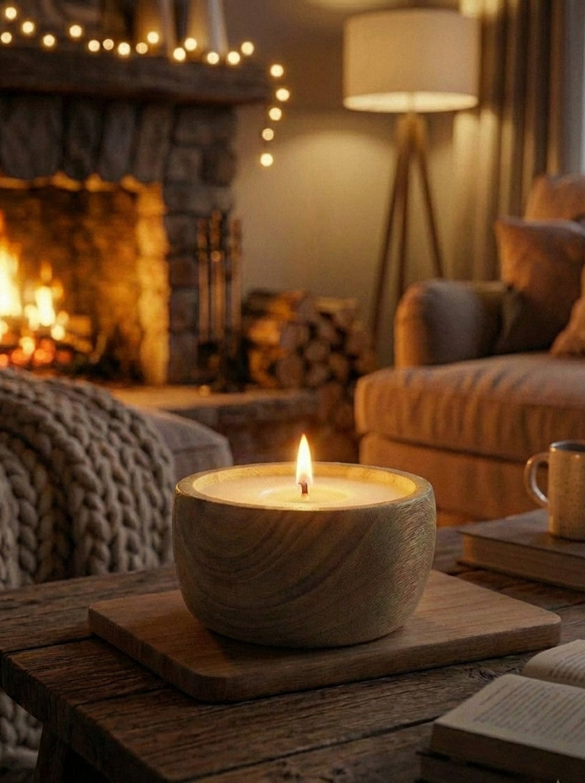 Recipiente mediano en madera redondo