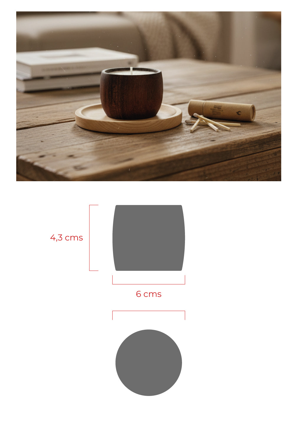 Recipiente pequeño en madera redondo