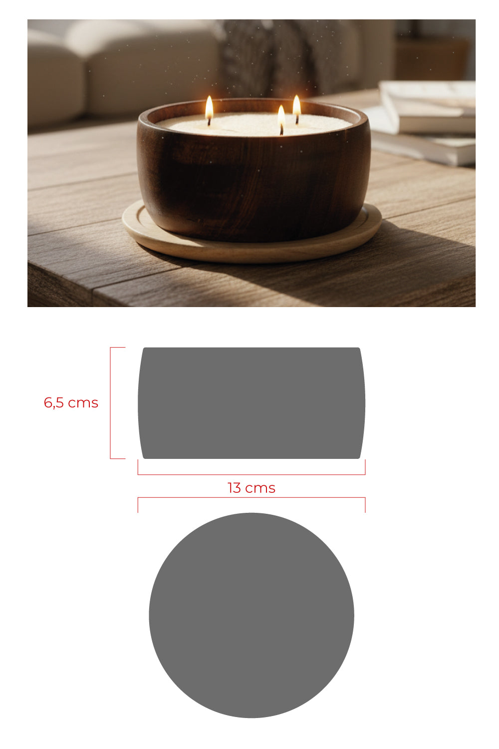 Recipiente mediano en madera redondo