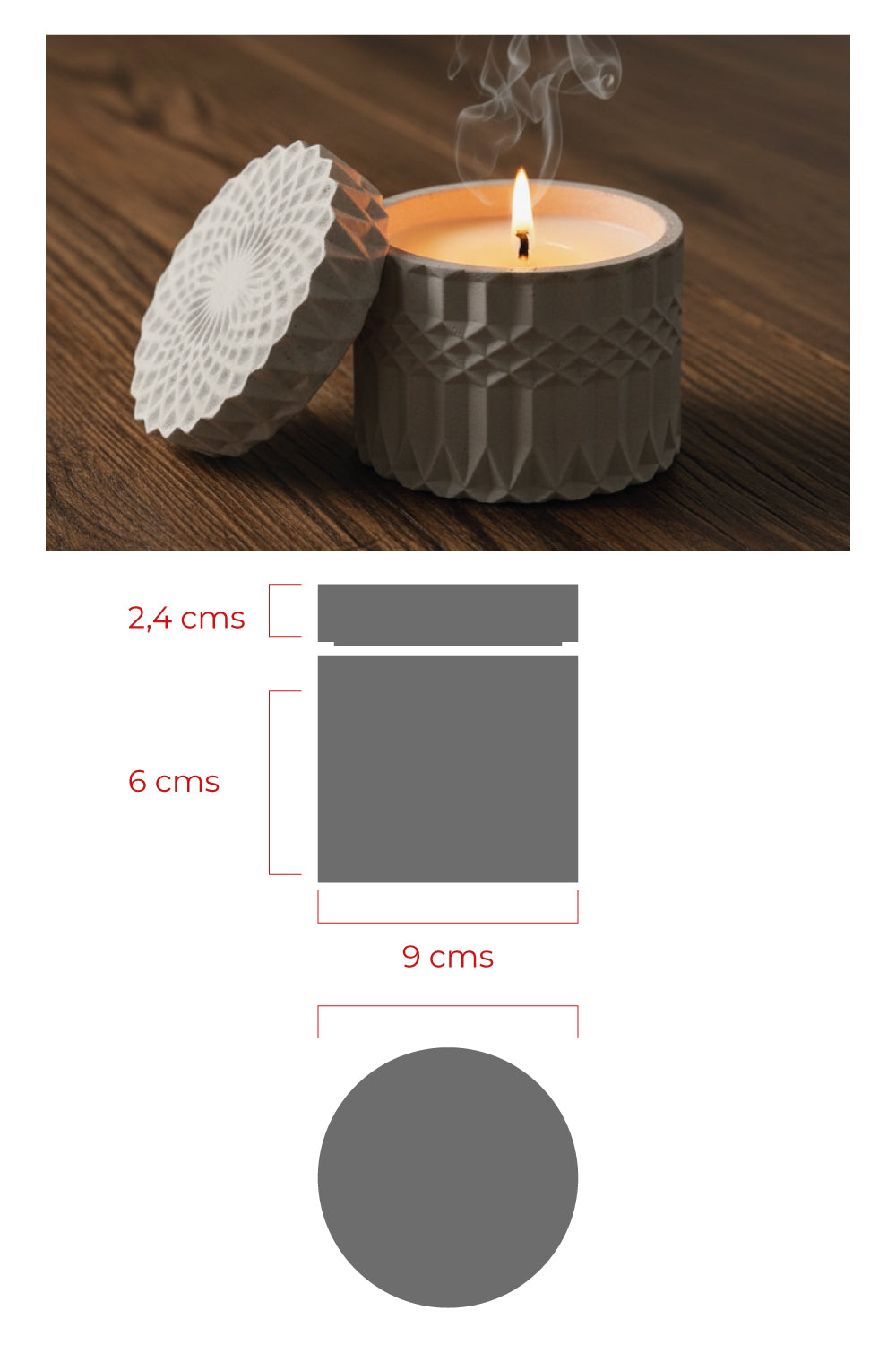 Recipiente mediano redondo con textura geométrica con tapa