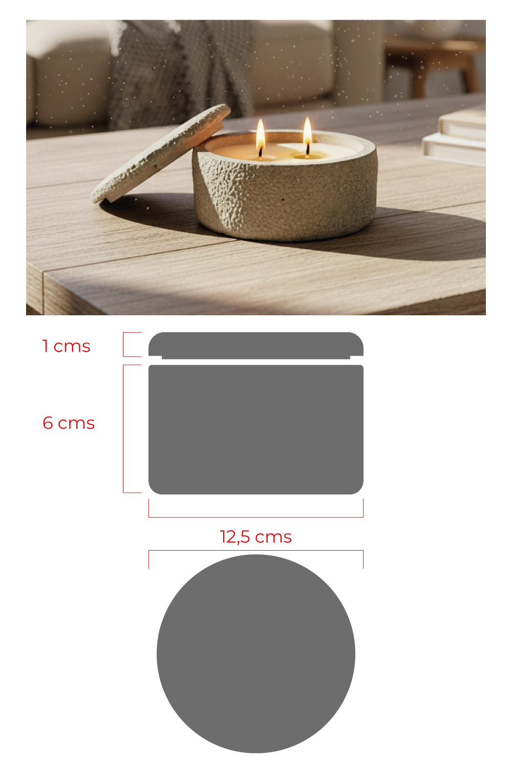 Recipiente mediano redondo con textura y tapa