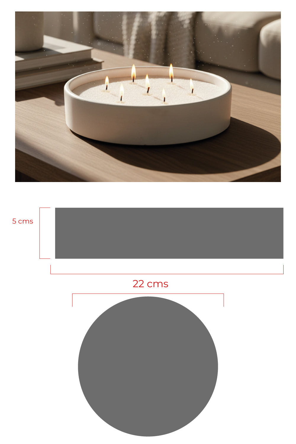 Recipiente redondo grande de concreto con diseño liso